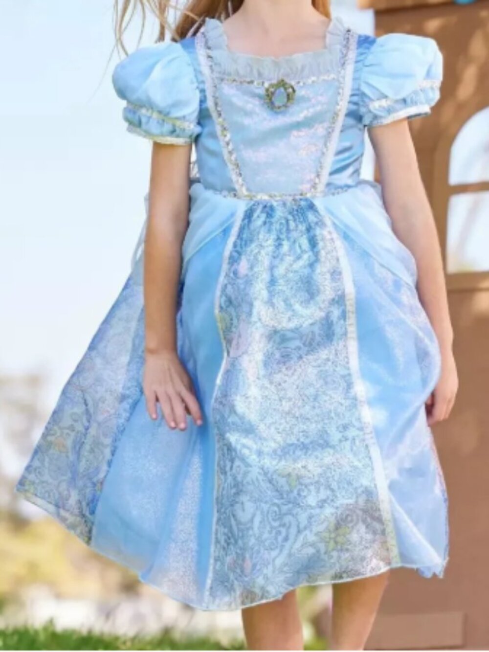 Disney Cinderella Fantasy Play Costume Dress Blue Silver Sequin OS Halloween
